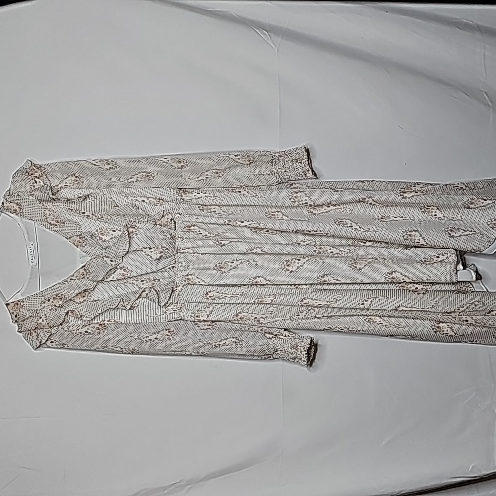 Calista ruffle prairie long sleeve floral and dots arms sheer midi dress sz Sm